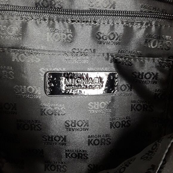 MICHAEL KORS Patent Leather + Chain Tote Bag, Shoulder Purse Handbag,shiny black - Picture 12 of 16